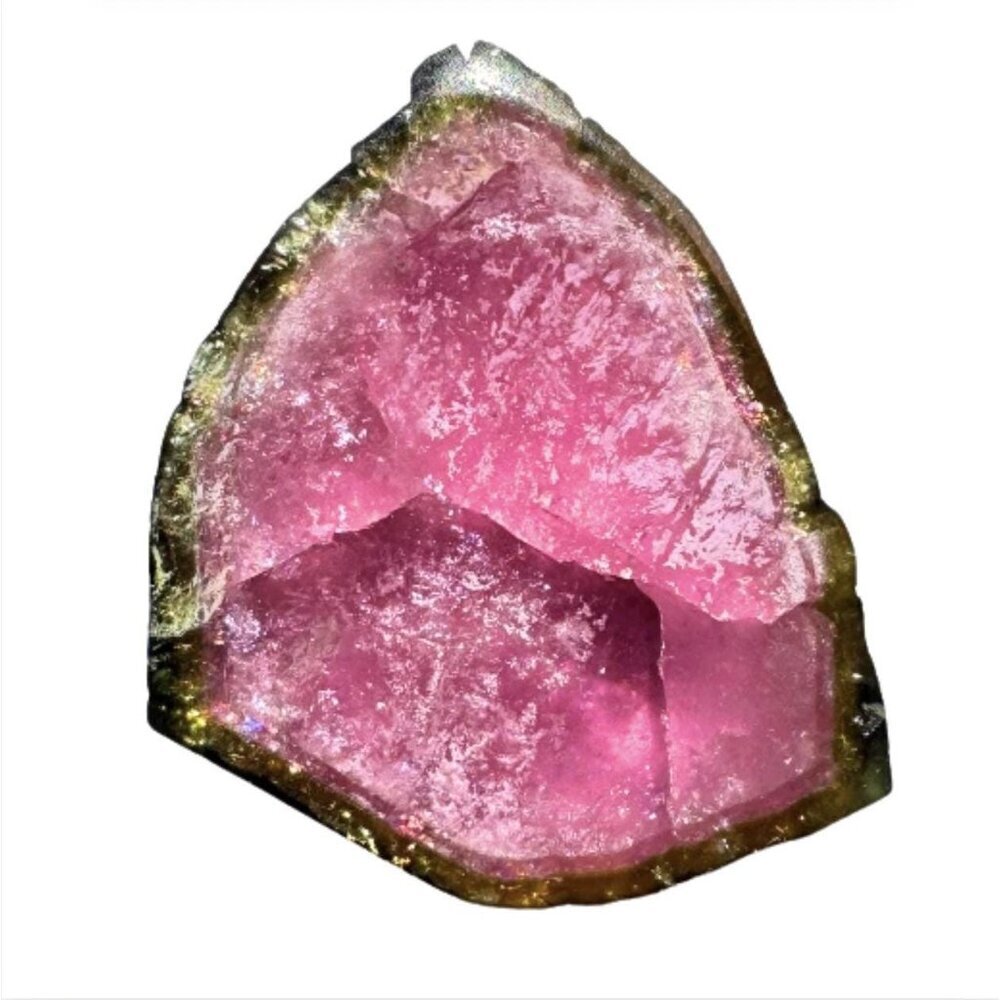 18.3 cts. Watermelon Tourmaline Natural Crystal Slice- Custom Cabochon #5